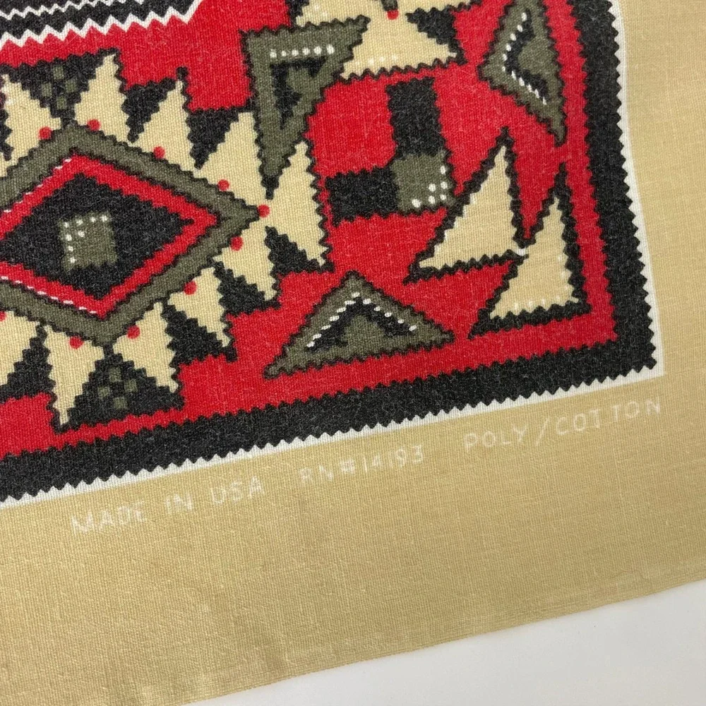 Vintage Southwestern Bandana Square Scarf Unisex Men Women Cream Red Retro Red